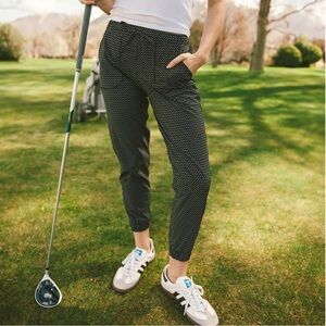 Albion Womens Black & White Dash Jetsetters Joggers Sz Medium Travel Activewear